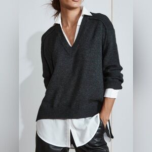Brochu Walker • The Looker Layered V-Neck Dark Charcoal